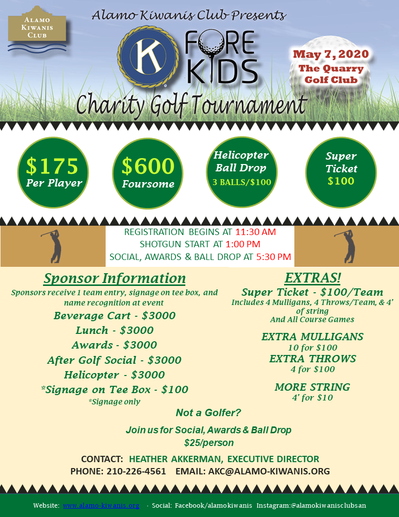 Alamo Kiwanis K Fore Kids Charity Golf Tournament